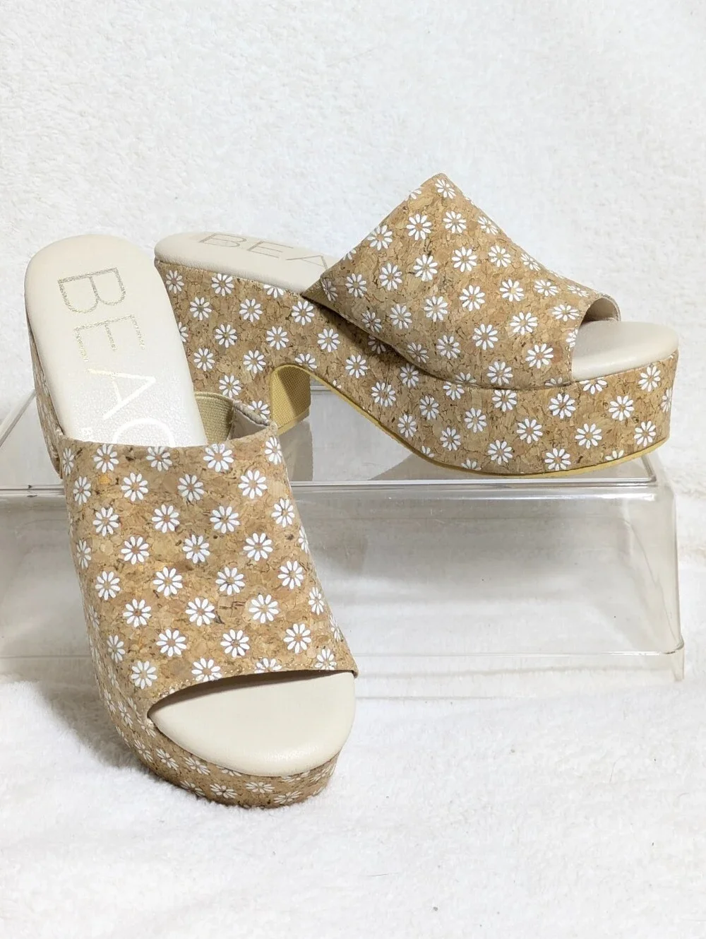 Womens Beach By Matisse Floral Cork Platform Slip On Sandals Summer Festival  6